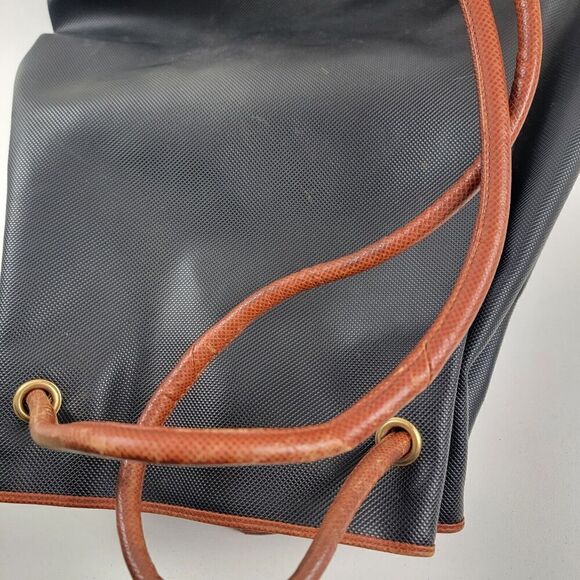 Bottega Veneta Black Drawstring Backpack with Brown Trim main image 15
